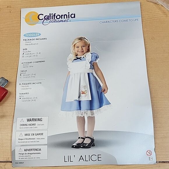 California Costume Todder Lil  Alice Costume Medium 3-4 - Picture 1 of 7